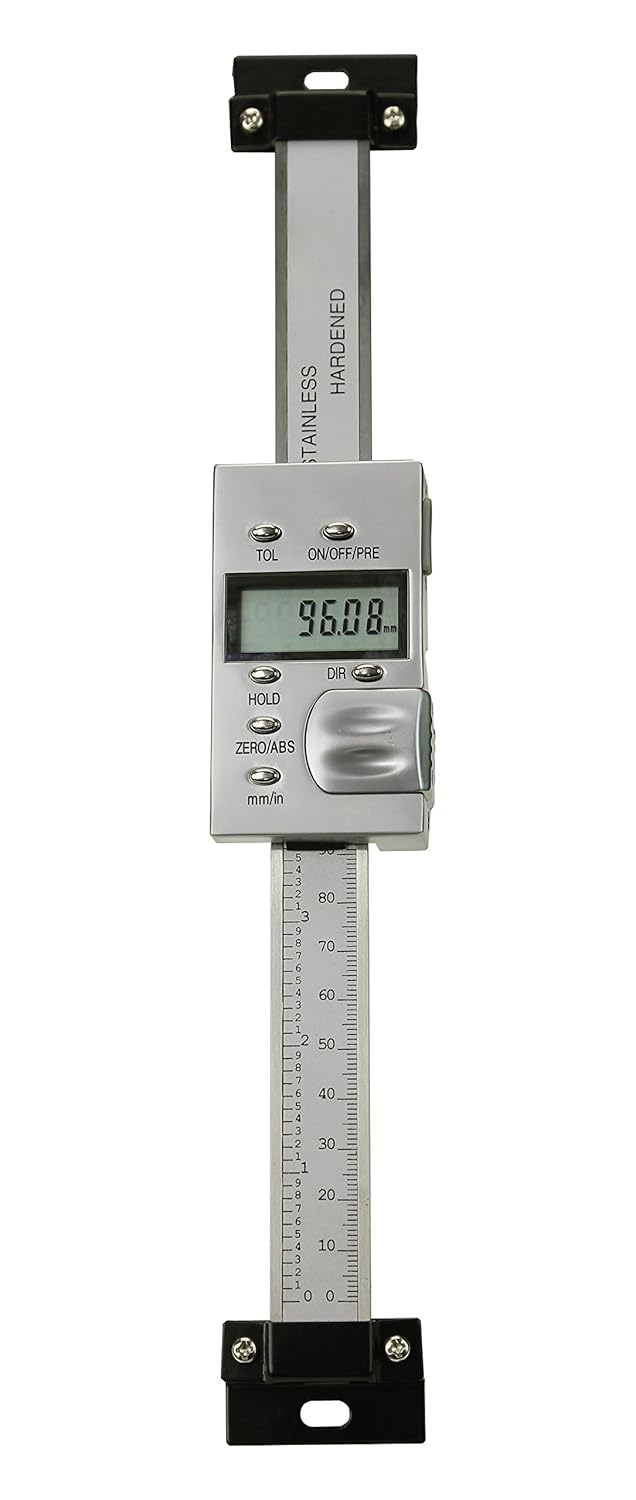 Digital builtin vernier calliper, vertical, preset function (100 mm