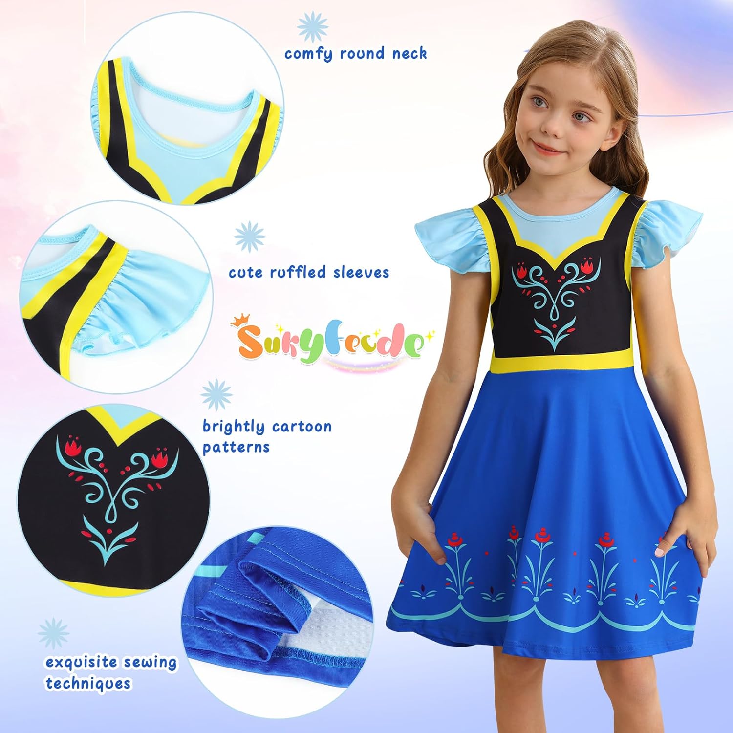 Princess Dress Up for Girls Halloween Costumes Kids Dress Up Cosplay Clothes Toddler Christmas Birthday Outfit - Image 4