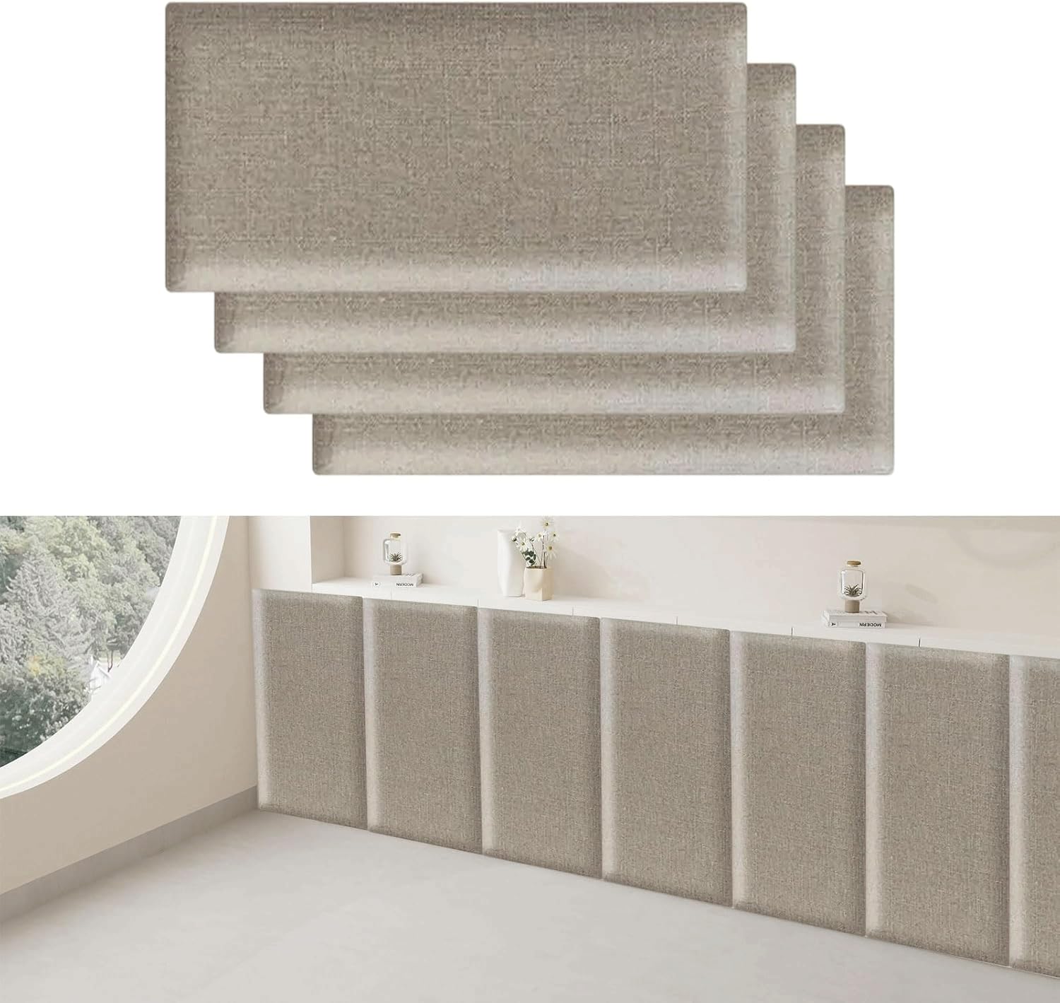 Qymlsh Khaki Upholstered Padded Wall Panels, 40X20cm Anti Collision Wall Padding, Peel And Stick Headboard Panel, Thicken Tatami Wall Stickers Shockproof Wall Cushions For Bedroom Play Room(Khaki)
