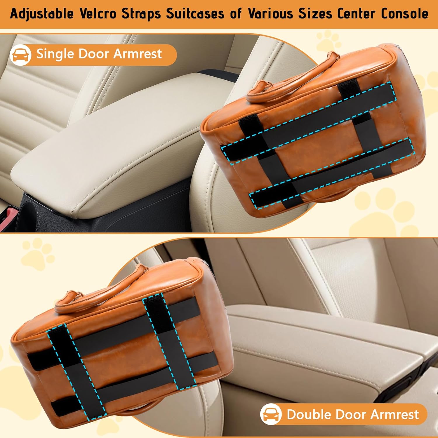 Center Console Dog Car Seat for Small Dog Cat, Luxury Vegan Leather Pet Booster Seat with Safety Leash, Portable Puppy Pet Carrier Soft-Sided Seats Up to 11lbs (Brown)