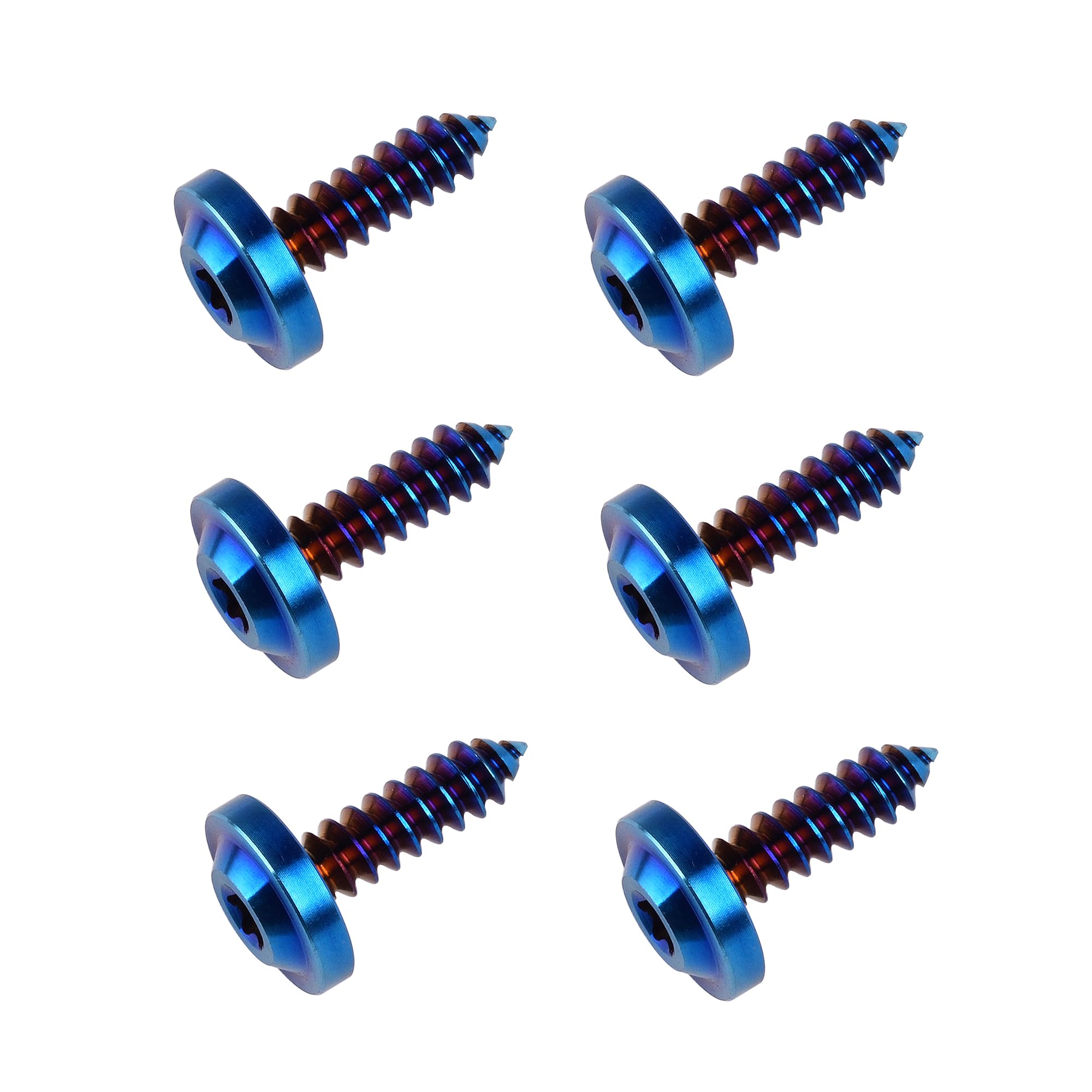 DWAMMEBRS M4 M5 M6x15 17 20 25mm Self-tapping Screws T25 Torx Head Motorcycle Bolt Pack of 6(Burn Blue,M4x20mm)