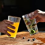 ALINK Glassware Ensemble de verres à boire 6, Qualité premium 16 Coupes en verre Highball Oz. Refroidisseurs, Verres Ribbed. Idéal pour l'eau, le jus, les cocktails et le thé glacé.