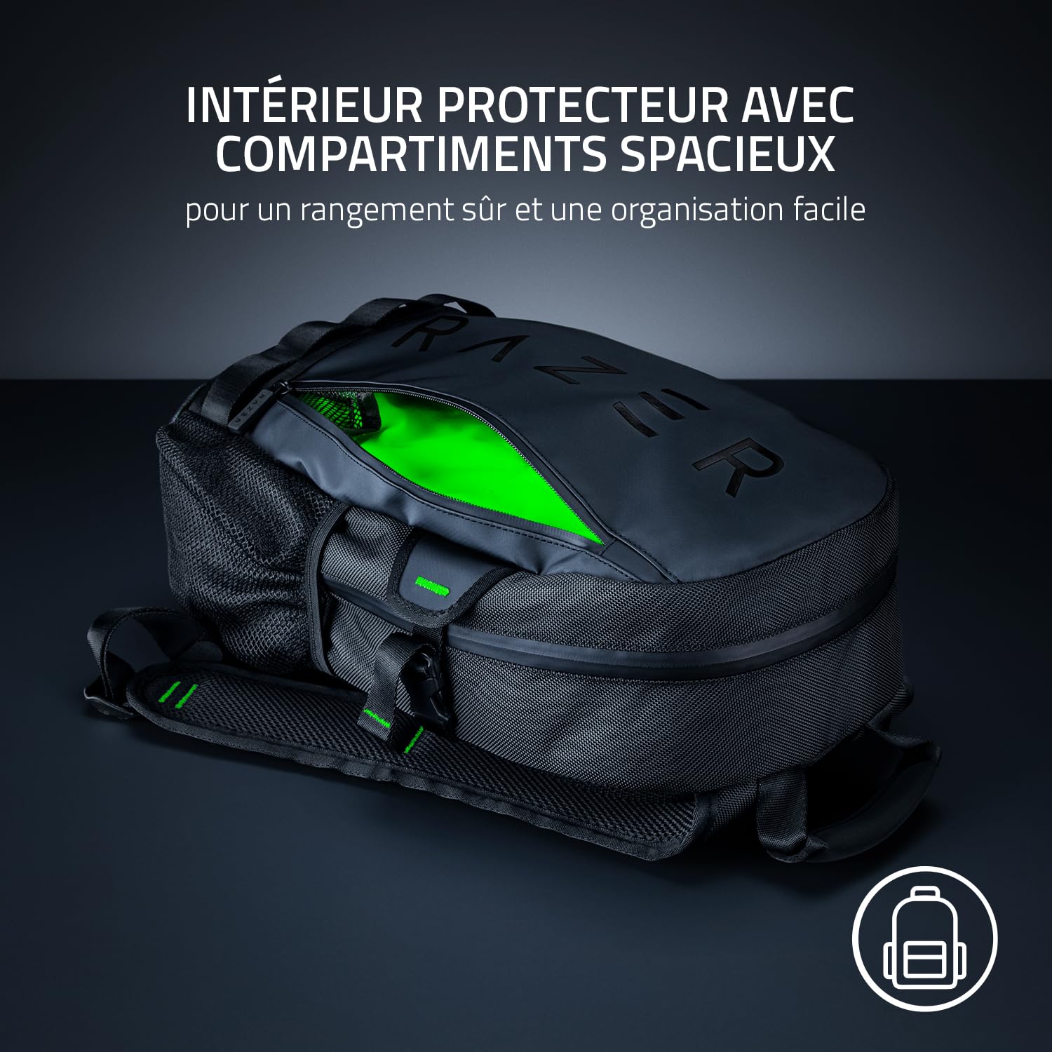 Razer Rogue V3 Sac à dos (33,8 cm) – Sac à dos de voyage compact (compartiment pour ordinateur portable jusqu'à 14", résistant à l'abrasion) Noir