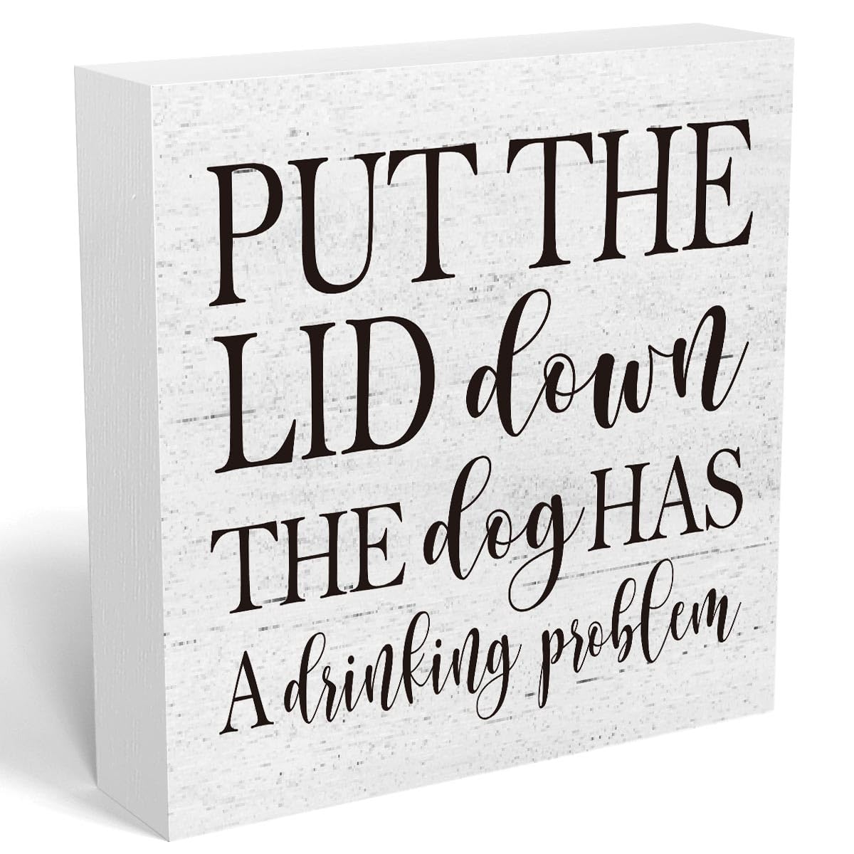 Put the Lid Down the Dog Has a Drinking Problem Wooden Box Sign Decorative Funny Bathroom Wood Box Sign Home Decor Rustic Farmhouse Square Desk Decor Sign for Shelf 5 x 5 Inches