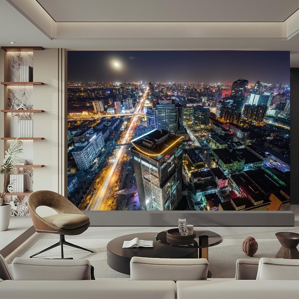 Picture of PLtCdZd Skyscraper Large Wall Murals, City Night Scene Peel and Stick ...