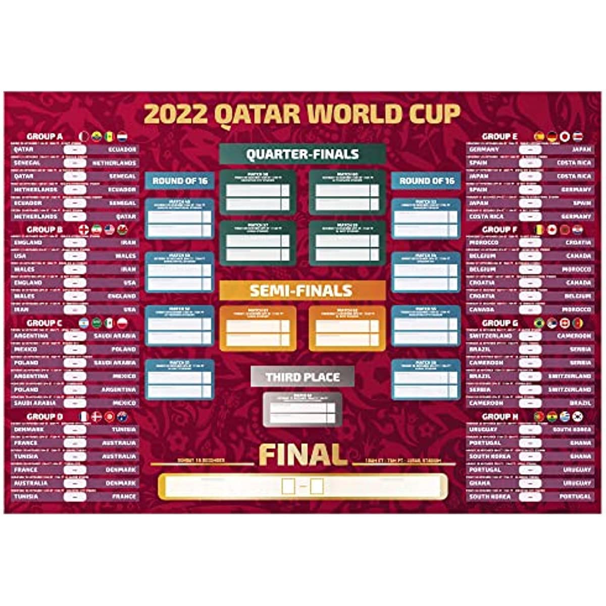 Buy Qatar 2022 World Cup Matches Schedule Ball for Wall, Football