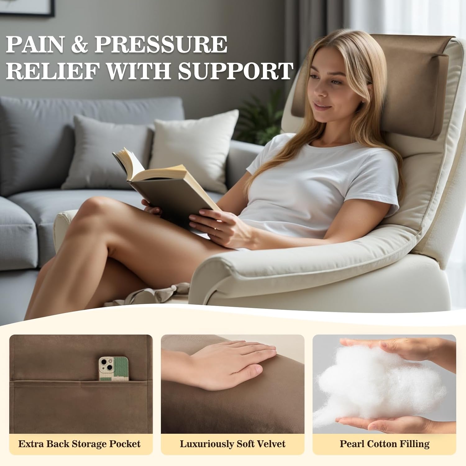 Recliner Headrest Pillow, Adjustable Comfort Neck & Head Support Pillow, Soft Velvet Non-Slip Headrest for Pain Relief & Relaxation, Ideal for Recliner, Couch, Chair, Sofa - Image 5