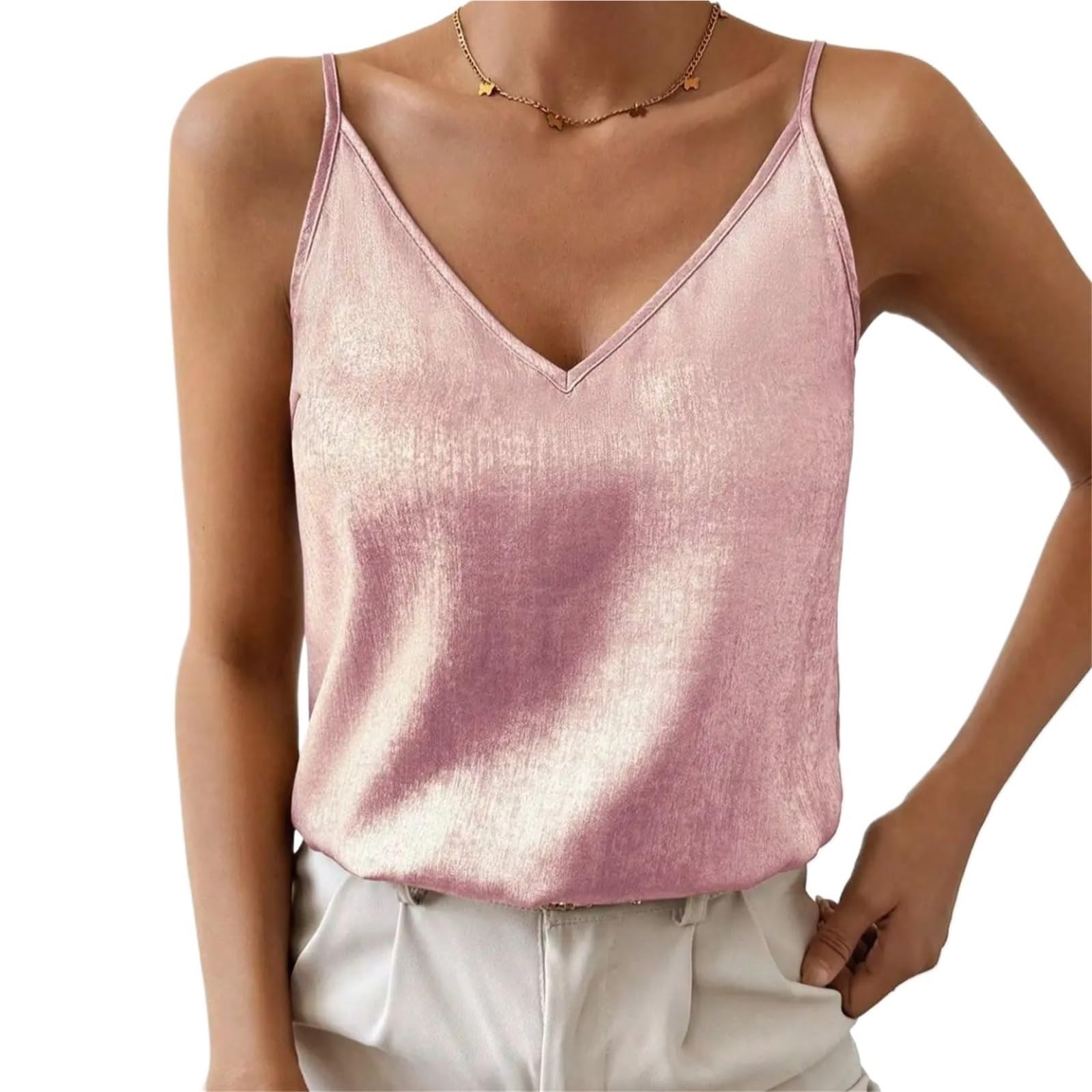 Camisolas Mujer Camiseta sin Mangas Elegante e Informal for Mujer con Tirantes Finos y Purpurina.