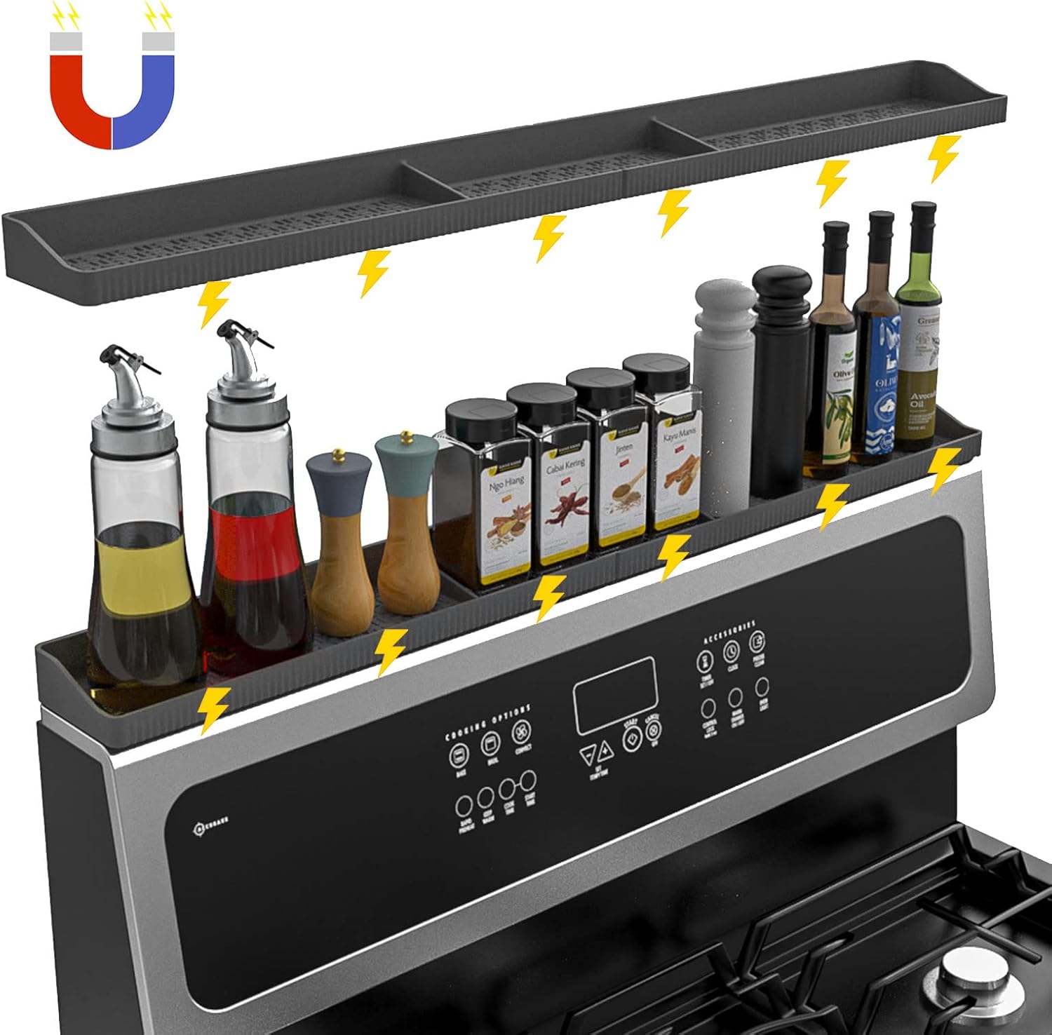 BestYiJo Stove Top Shelf, Silicone Stove Shelf, 6Pcs Powerful 4