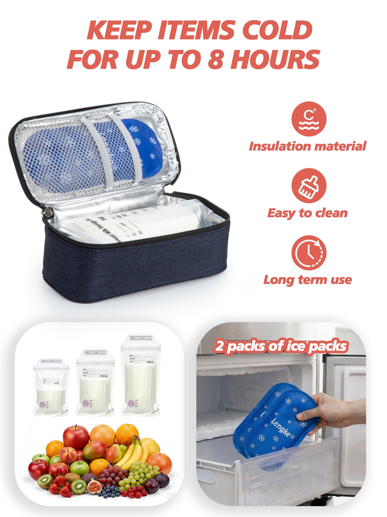 Leng Ke Breastmilk Cooler Bag, Breast Milk Cooler Travel Bag with Temperature Display - Image 4