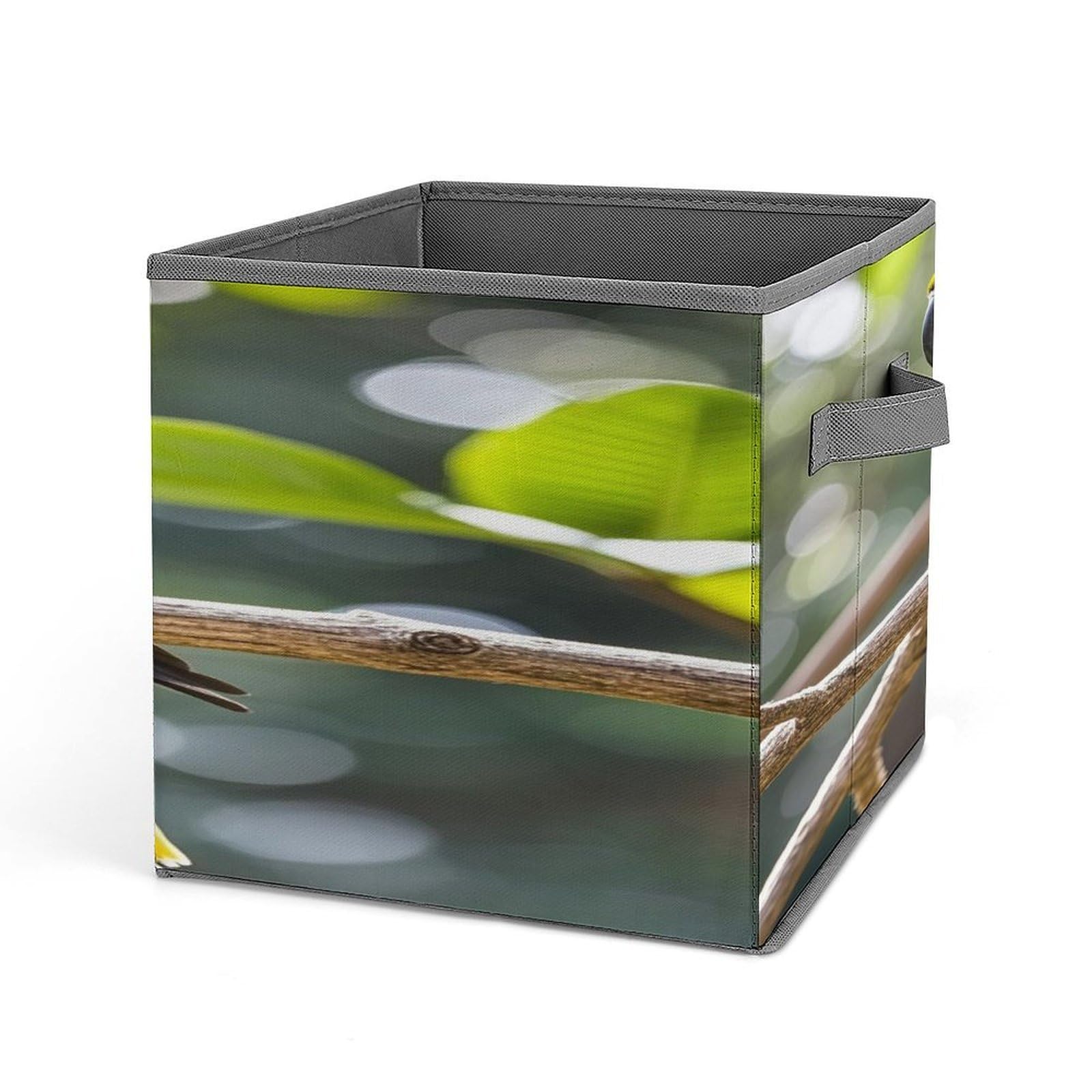 LZQPOEAS Parrot Storage Bins with Handle Large Capacity Stackable Cube Storage Bins Sturdy Fabric Closet Organizers for Shelves Decorative Foldable Storage Boxes