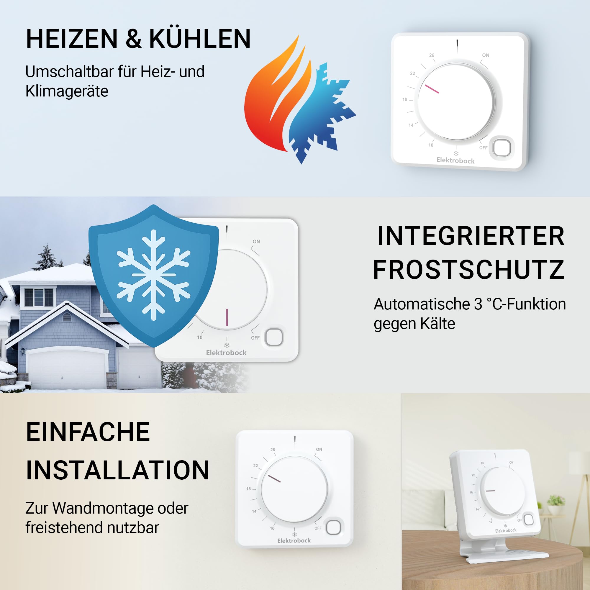 Elektrobock Funk Raumthermostat, BPT012, 158 x 181 x 62 mm