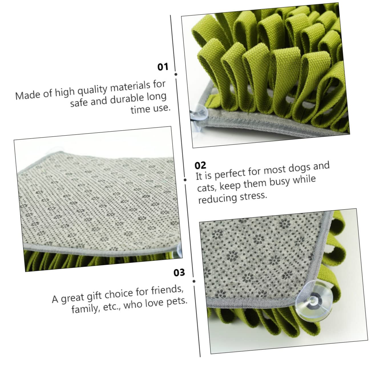 Tapis D’alimentation pour Chien Renifleur en Peluche Vert, 1 Pièce | Tapis de Fouille pour Animaux, Aide au Repas Lent L’entraînement, Format Couverture