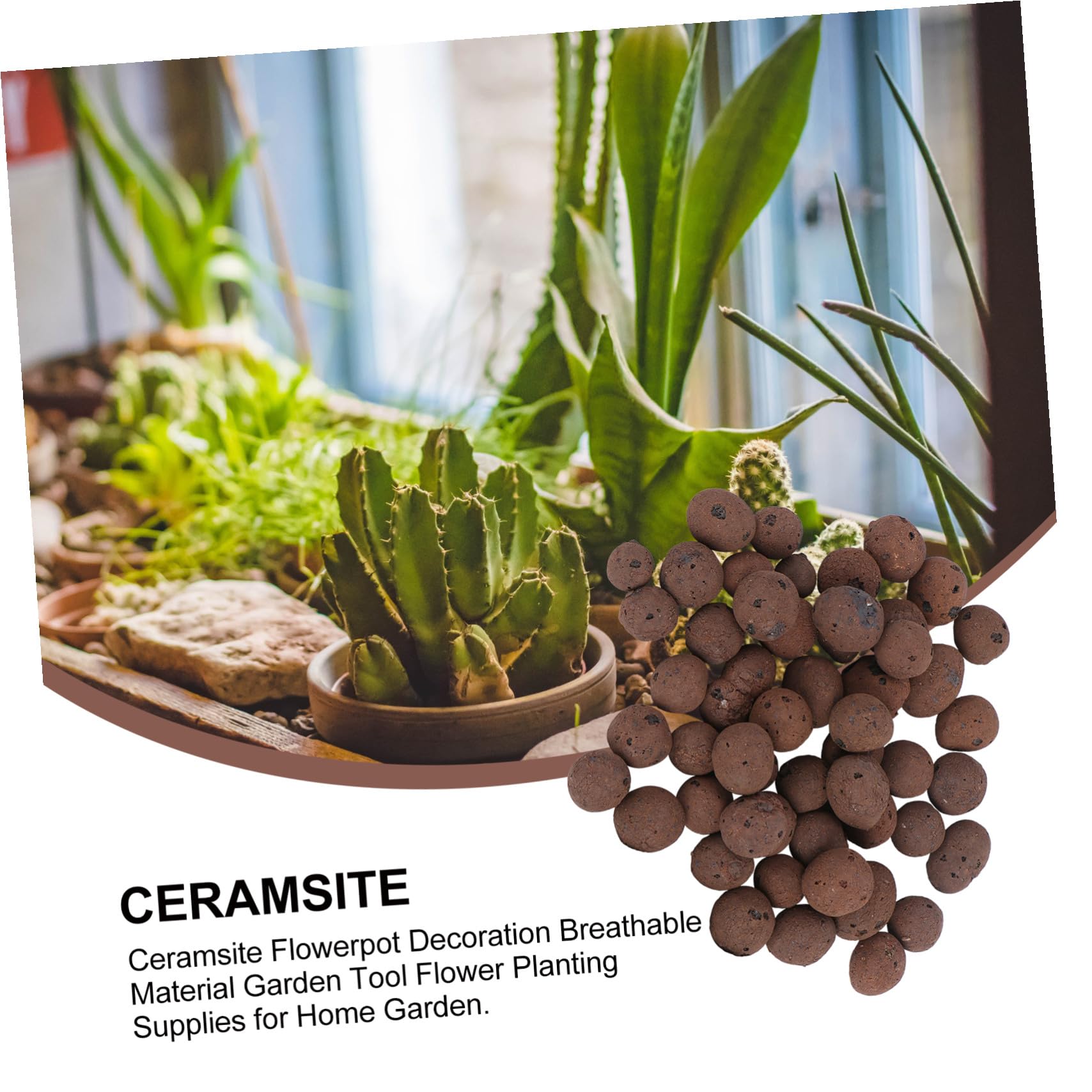 Céramsite pour Plantes en Pot, Matériau Respirant et Capacité Stable en Eau, 2 Paquet de 1000g pour Jardin et Maison, Fournitures Plantation de Fleurs