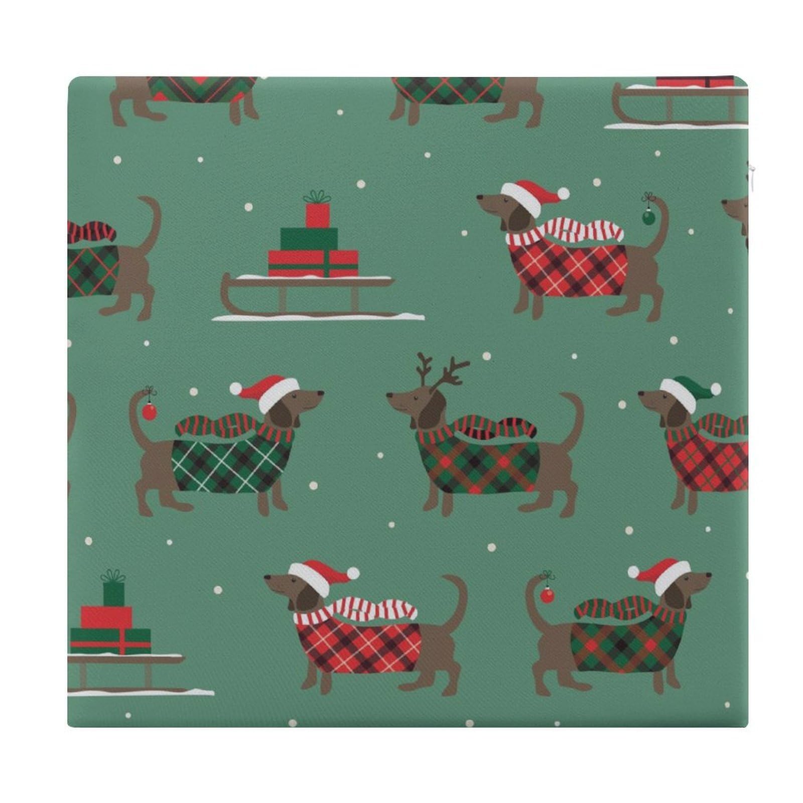 JZemdybill Chair Pad, Christmas Dachshund Dog Seat Pad, Square Chair Cushion for Yoga Living Room Balcony