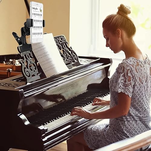 Miniatura 6 de Soporte de teléfono con abrazadera para cabeza de guitarra, escritorio, mesa, vidrio, deflector, caballete, soporte de teléfono de cabeza de