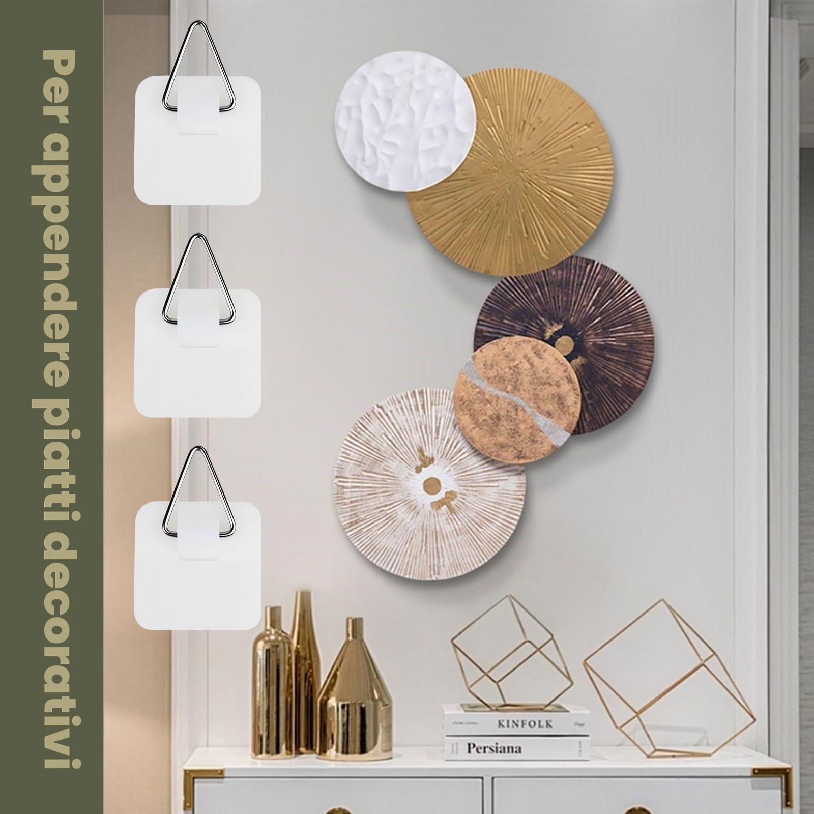 30 Pezzi Ganci Adesivi per Quadri, Appendi Quadri, Gancetti per Quadri, Appendiquadri Senza Forare, Supporti Adesivi per Decorazioni da Parete, Massima 5kg (Quadrato Piccolo)