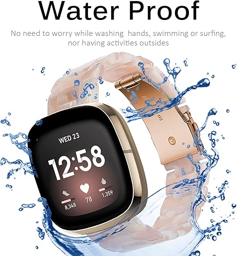 Miniatura 4 de Miimall Compatible con Fitbit Versa 3Sense, bandas de resina para mujeres y hombres, correa de repuesto de acero inoxidable súper ligera para Fitbit