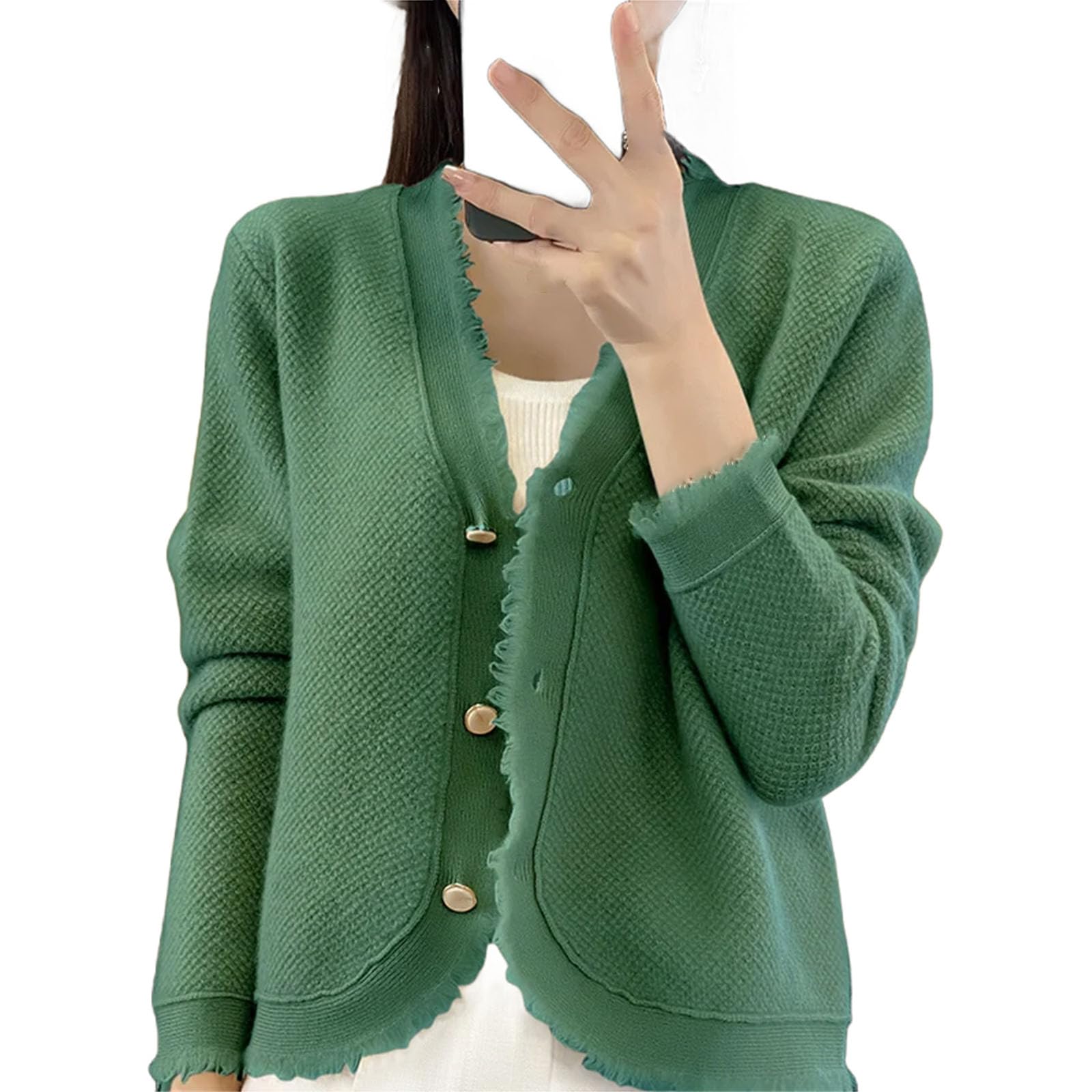 Suéteres de punto trenzado de manga larga para mujer, estilo informal, con frente abierto, para invierno