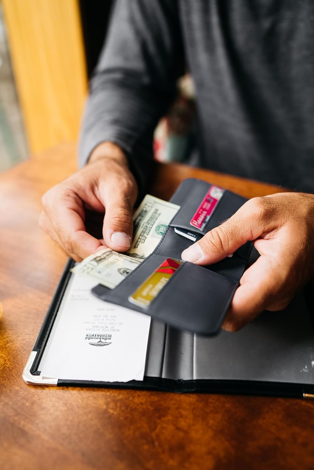 Distil Union Norm Bifold | Full-grain Leather Minimalist Traditonal Bifold Wallet | Interior Pull-Tab Pockets, RFID Shielding (Navy) - Image 7