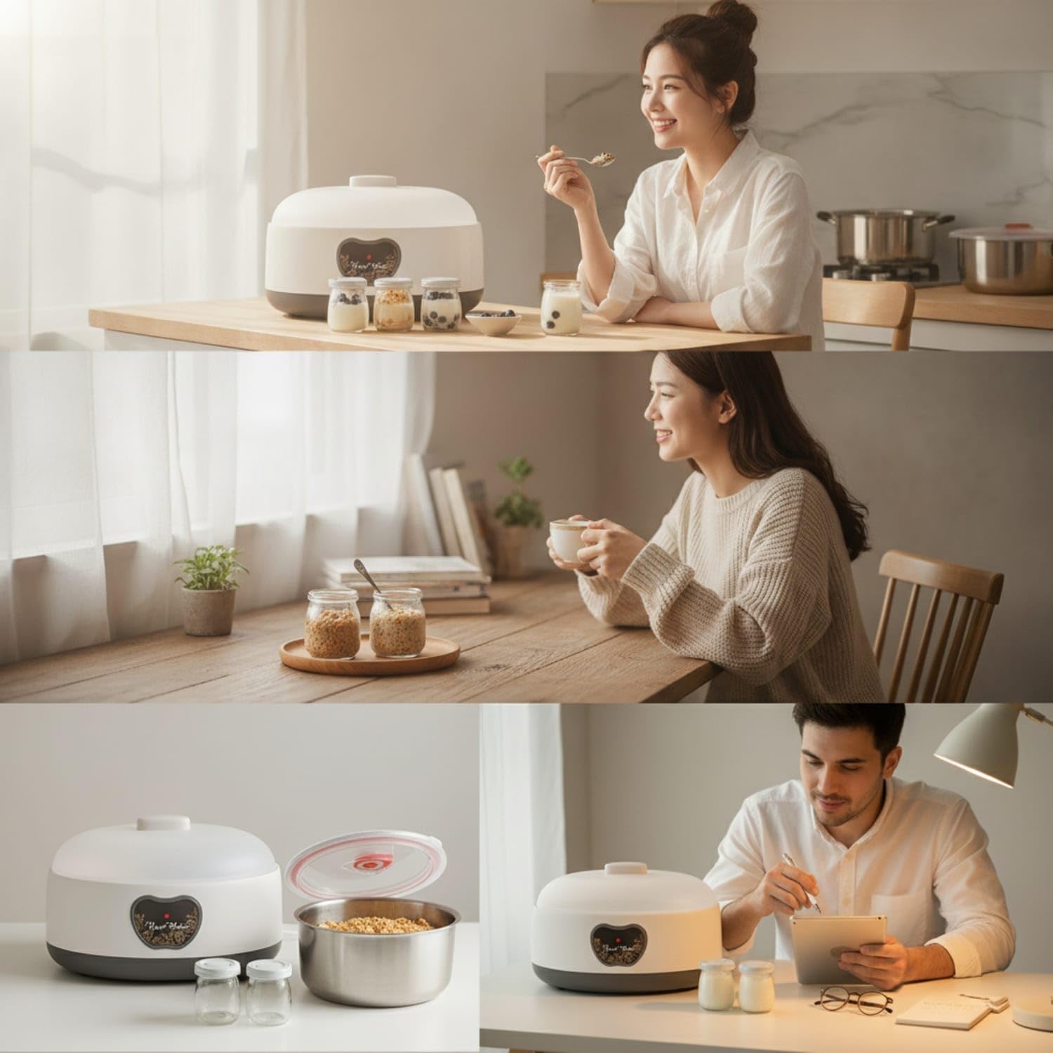 Countertop Electric Yogurt Maker Compact Yogurt Maker w | Countertop Electric Yogurt Maker Compact with Glass Jars Food-Grade Fermentation Machine Stainless Steel Bowl Removable for-image-19