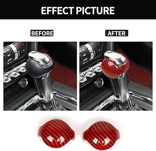 Miniatura 2 de JeCar Cubierta interior de fibra de carbono para Ford Mustang 2015-2019 (fibra de carbono roja)