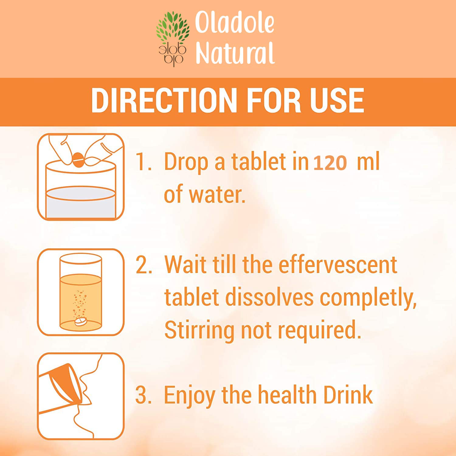 Oladole Natural Vitamin C 1000mg effervescent + Zinc Dissolvable