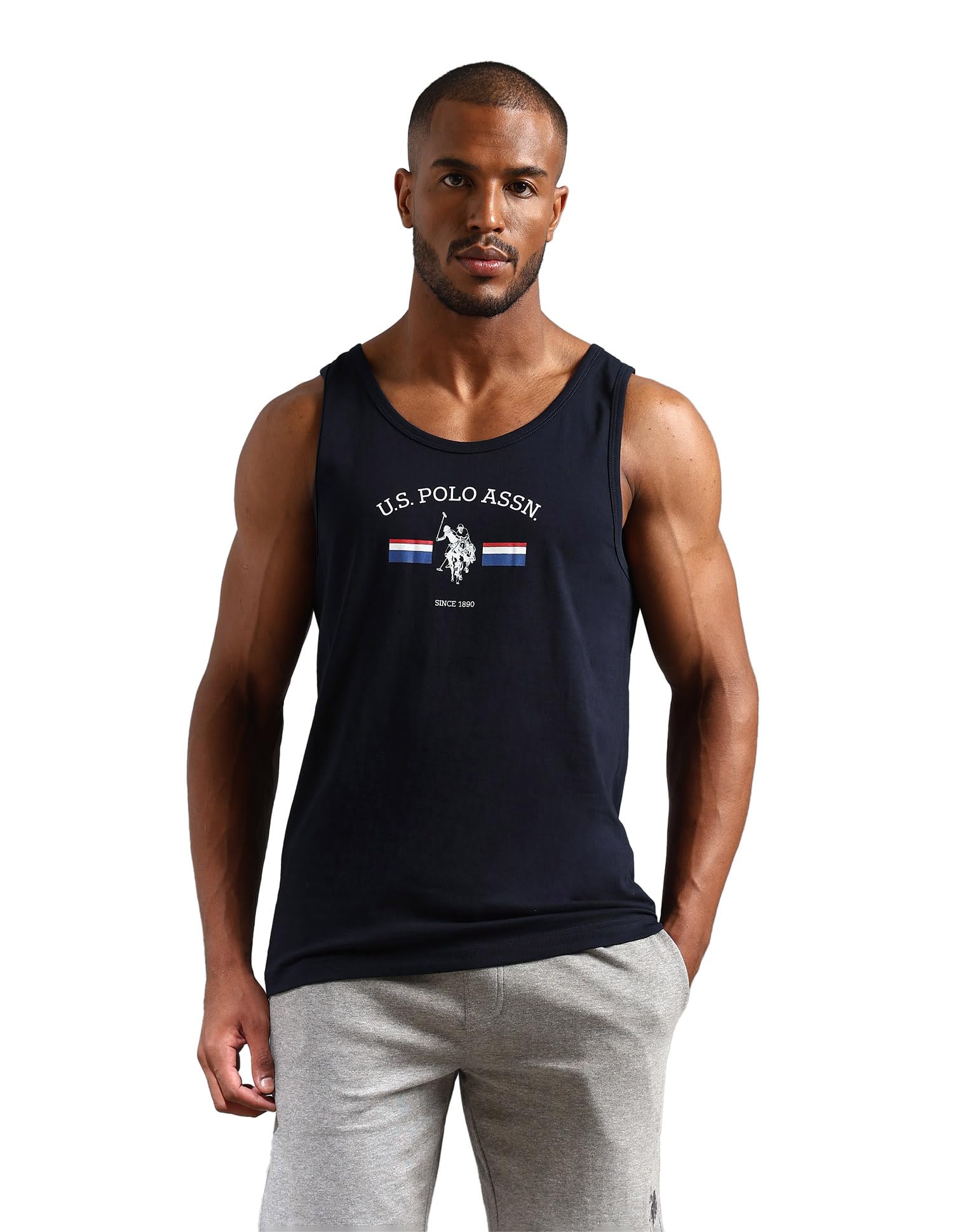 Brand Print Comfort Fit OEV02 Gym | Fashion Vest- Pack of 1 (Deep Lead L)