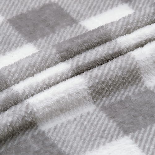 Miniatura 7 de BEDELITE Manta de forro polar tamaño Queen para sofá cama, decoración de lujo a cuadros de búfalo de Navidad, manta a cuadros grises y blancos,