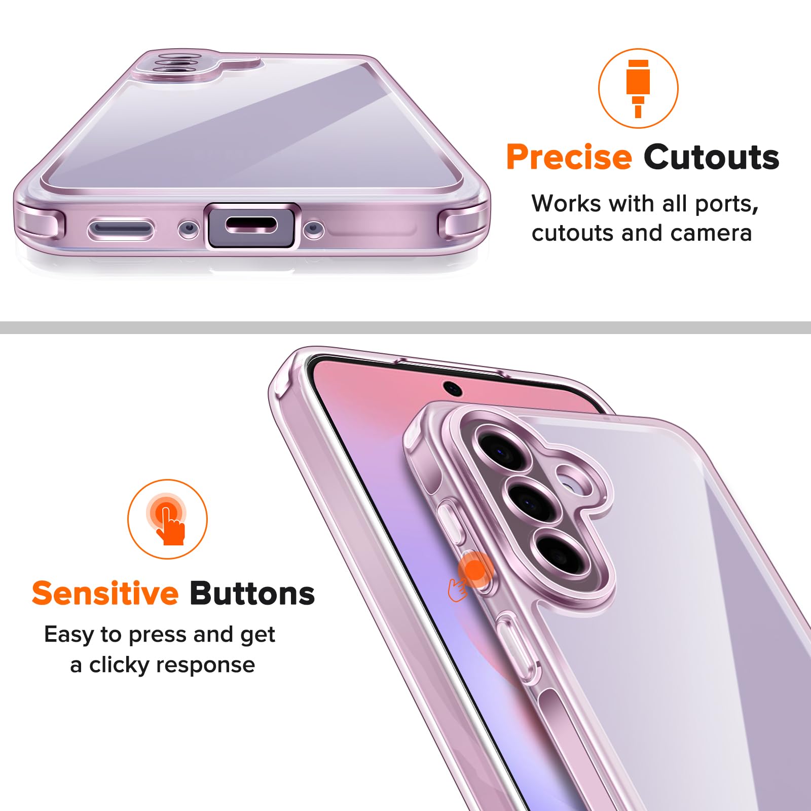 iVoler Przezroczysta obudowa antyżółknięciowa dla Samsung Galaxy A37 5G z 2 sztuk hartowanego szkła, przezroczyca obudowa antywstrząsowa do absorbowania uderzeń z miękkim i cienkim amortyzującym