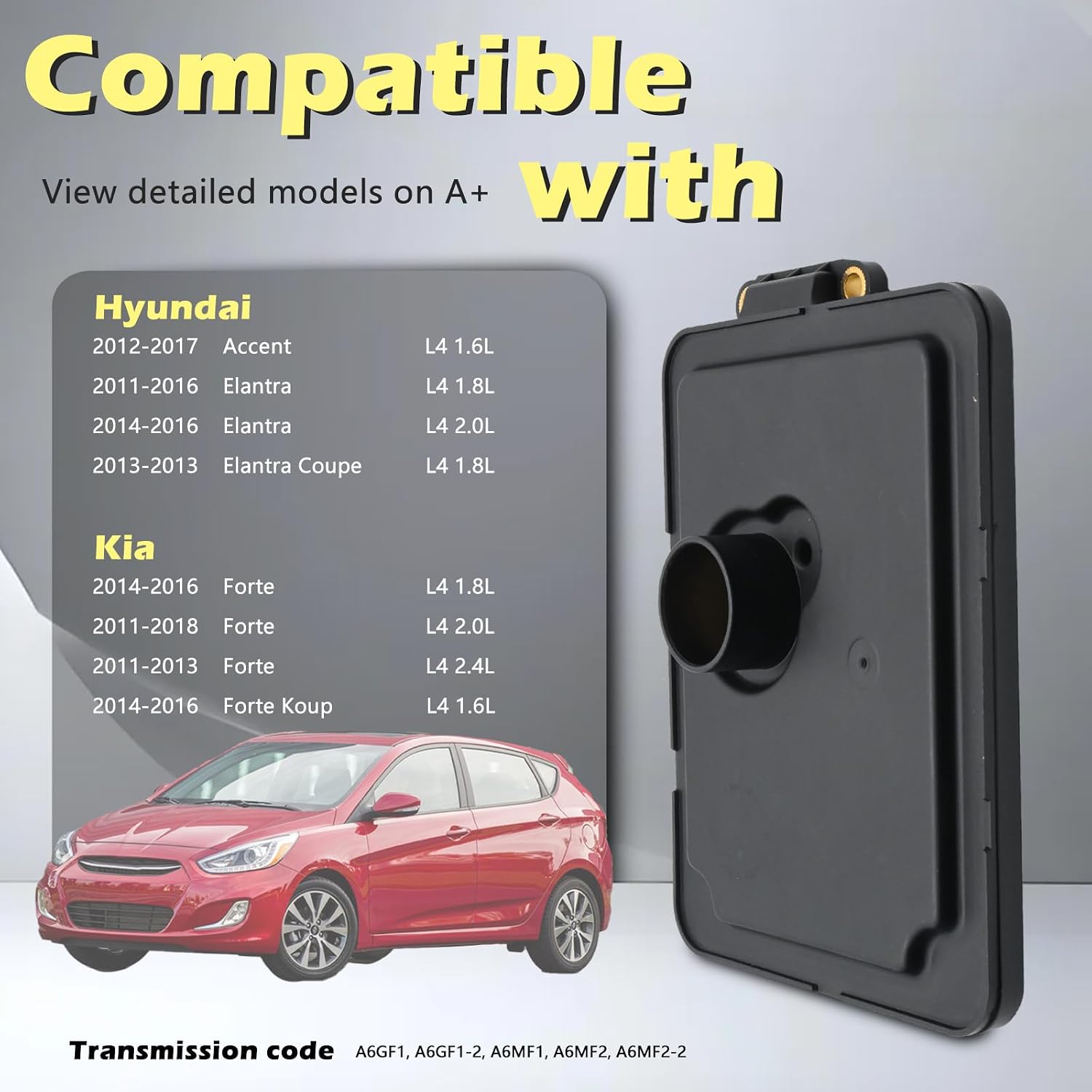 A6GF1 A6MF1 A6MF2 Automotive Trans Transmission Filter Kit Oil Pan Gasket Fits for Tucson Sportage Santa Fe Sorento Soul Sonata Rio Accent Velo-ster Optima Rondo Coupe 10-21#46321-26000