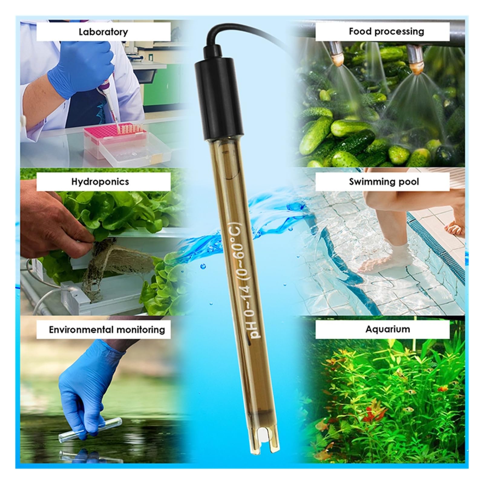 Ph-Sonde Poolsonde Elektrode PH-Anschluss Sonde Wassertester Ph-Meter BNC Typ 50 Ohm