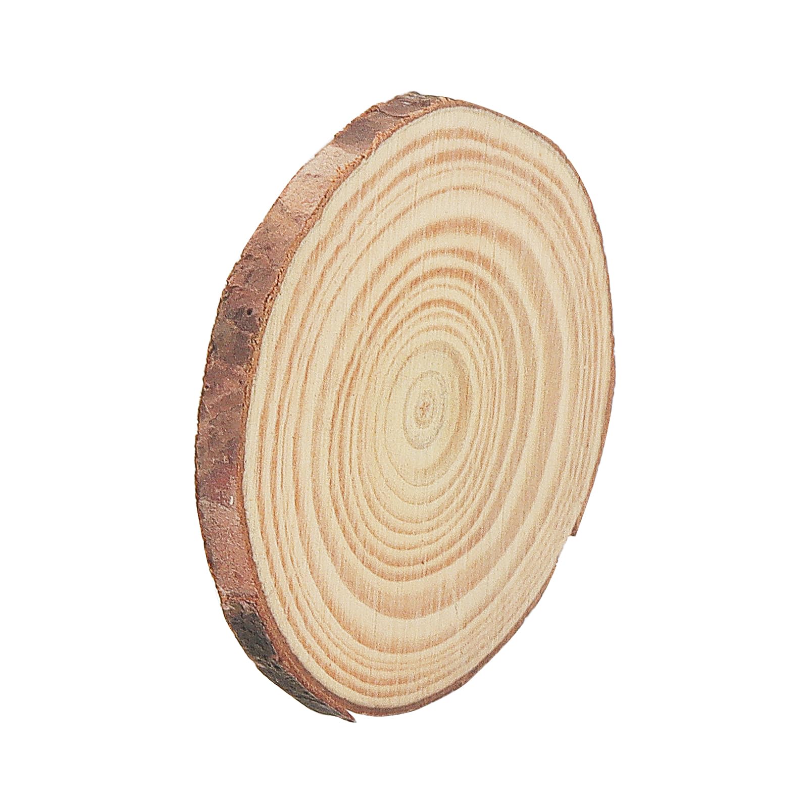 Holtrae 18 Pezzi Dischi Cerchio di Legno 9-10cm Non Finiti Naturale con Fori Diametro Base di Legno Rotonda con Corteccia con 2 Fili di Cotone per Fai da te Pirografo Decorazioni Natalizie