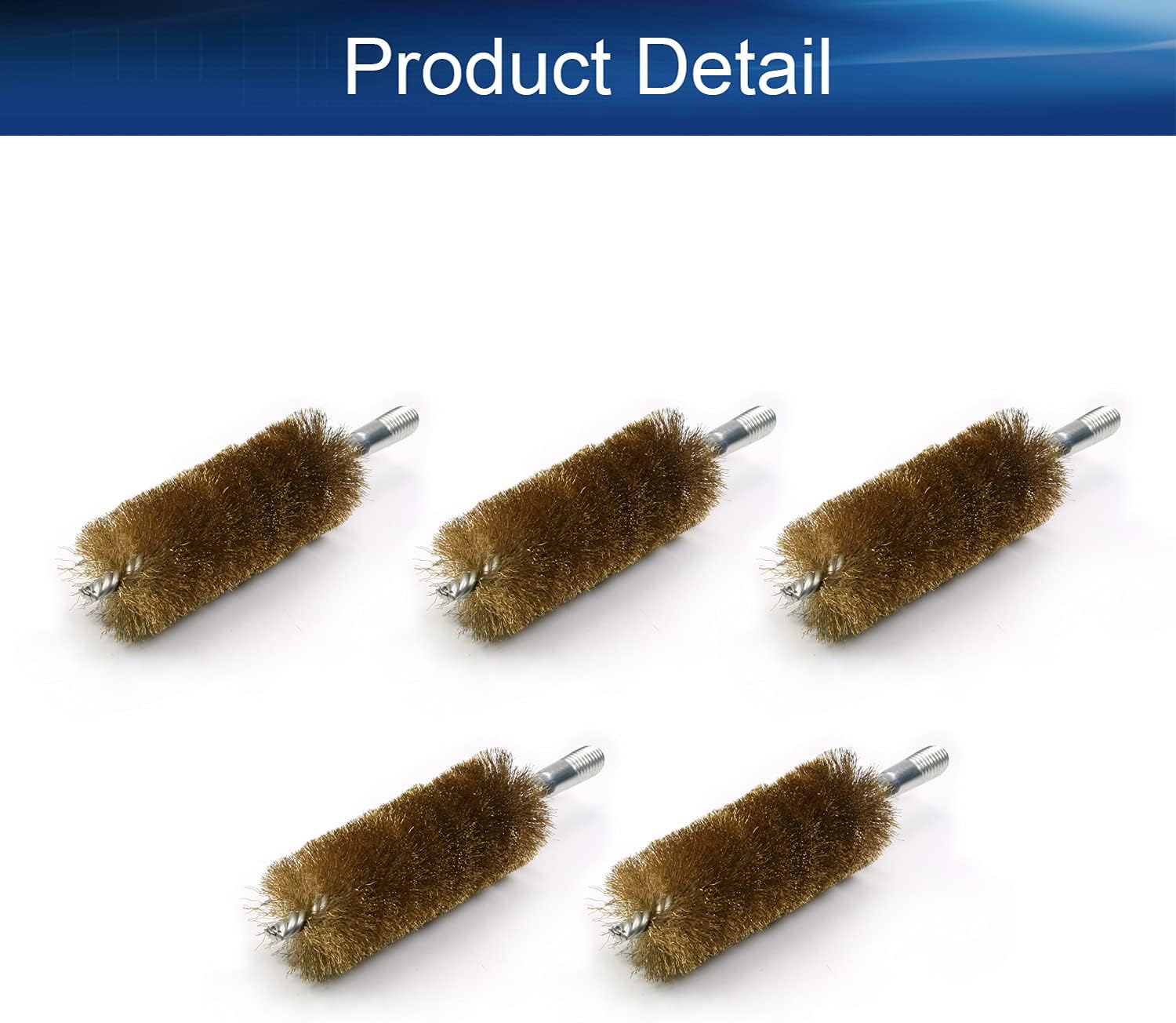 Auniwaig Pipe Cleaning Brush, Copper Wire Tube Cleaning Brush, Round Chimney Cleaning Brushes, 1.57Inch Dia 6.3Inch Length M12 Threaded Interface Cleaning Brush 5PCS