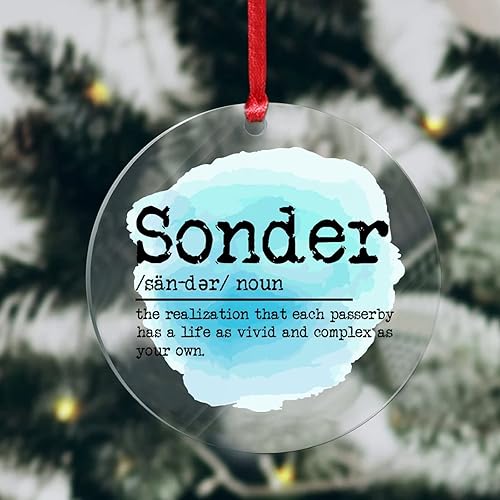 Miniatura 4 de Sonder Definición Diccionario Palabra Significado Adorno decorativo para árbol de Navidad colgante de Navidad bola de disco acrílico transparente