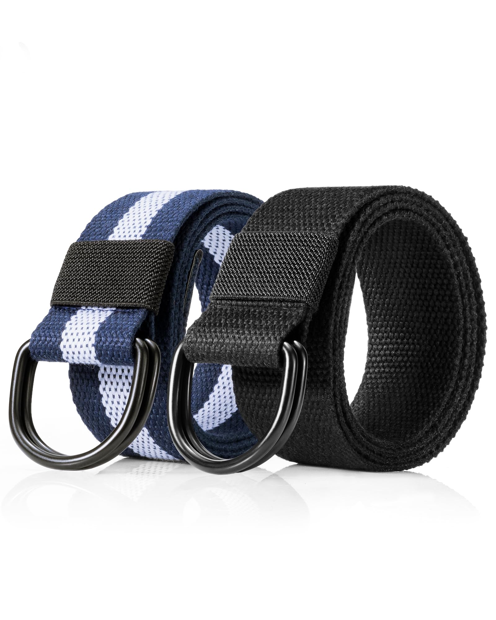 EsengNoyi Canvas Web Belt for Men Women, Casual Double D Ring Belt 1 1/2" Wide