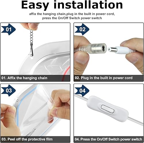 Miniatura 6 de Letrero de apertura LED ultra brillante para negocios, 16 x 9 pulgadas, letrero de luz vertical con adaptador de interruptor de encendidoapagado