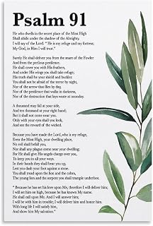 Inspirational Scripture Wall Art Bible Verses Psalm 91 Wall Art Psalm 91 Poster Christian Wall Art Decor Prayer Room Decor Religious Gifts Unframe-style 12x18inch(30x45cm)