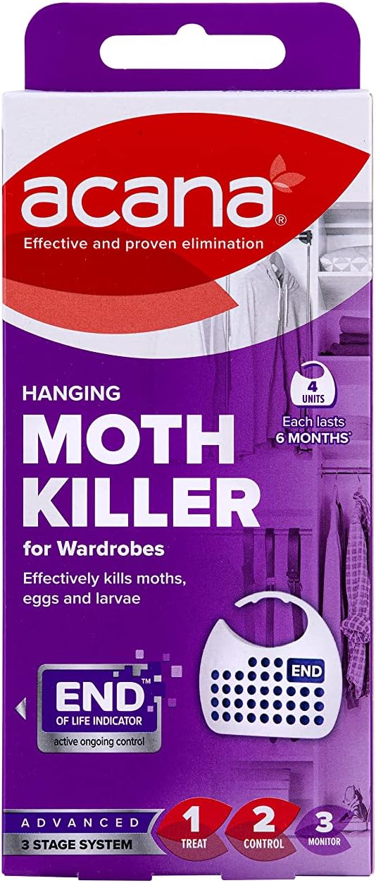 Hanging Moth Killer & Freshener, 4 Pack - Lavender Fragrance, Natural Oils - For Wardrobes - Protects Clothing & Bedding - Each Lasts 6 Months