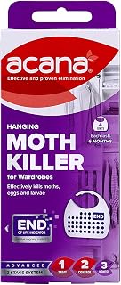 Acana Hanging Moth Killer & Freshener, 4 Pack - Lavender Fragrance, Natural Oils - For Wardrobes - Protects Clothing & Bedding - Each Lasts 6 Months