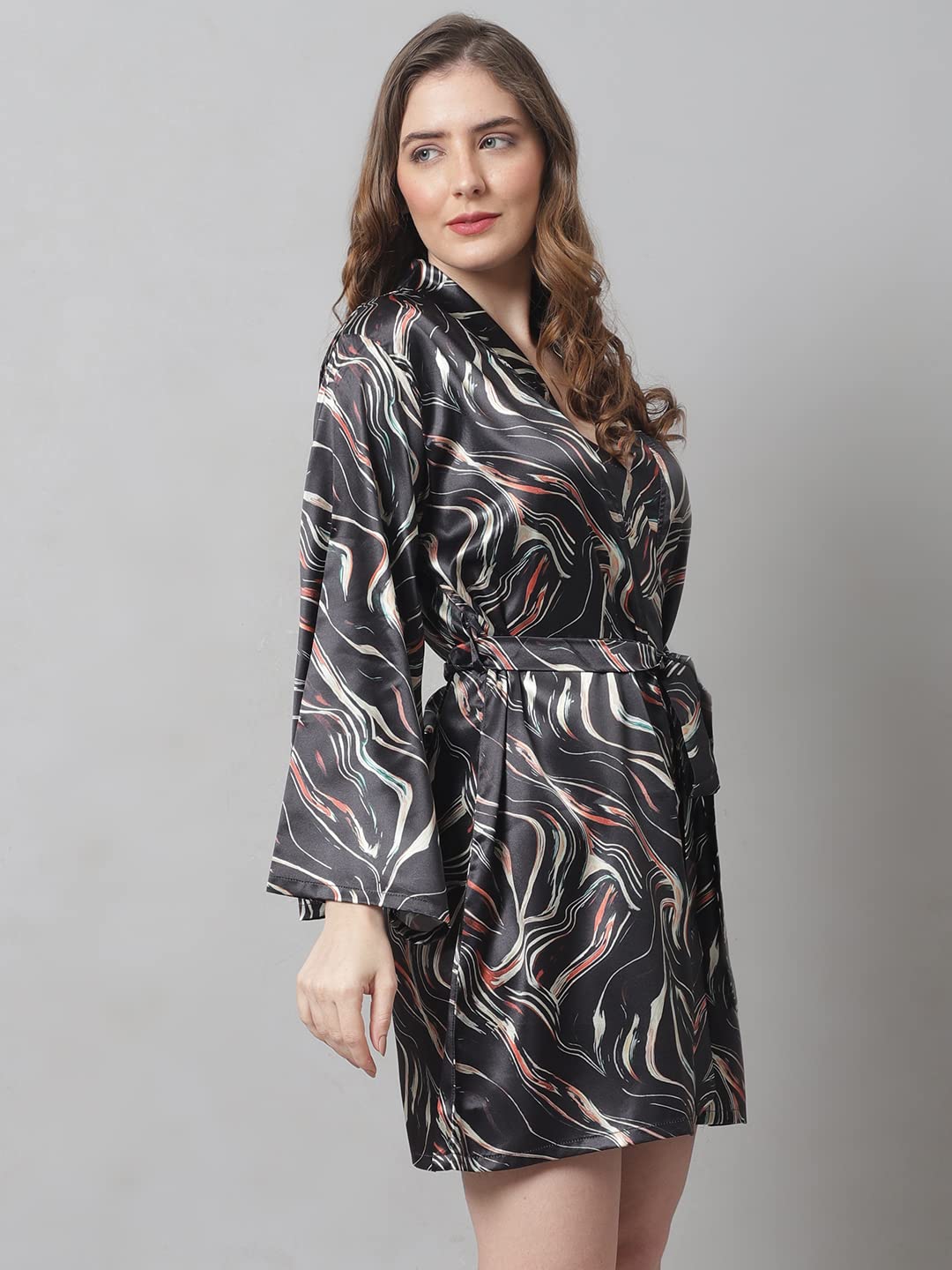 Claura Women Black Satin β Robe for Women/Robe (Small, Black) 1