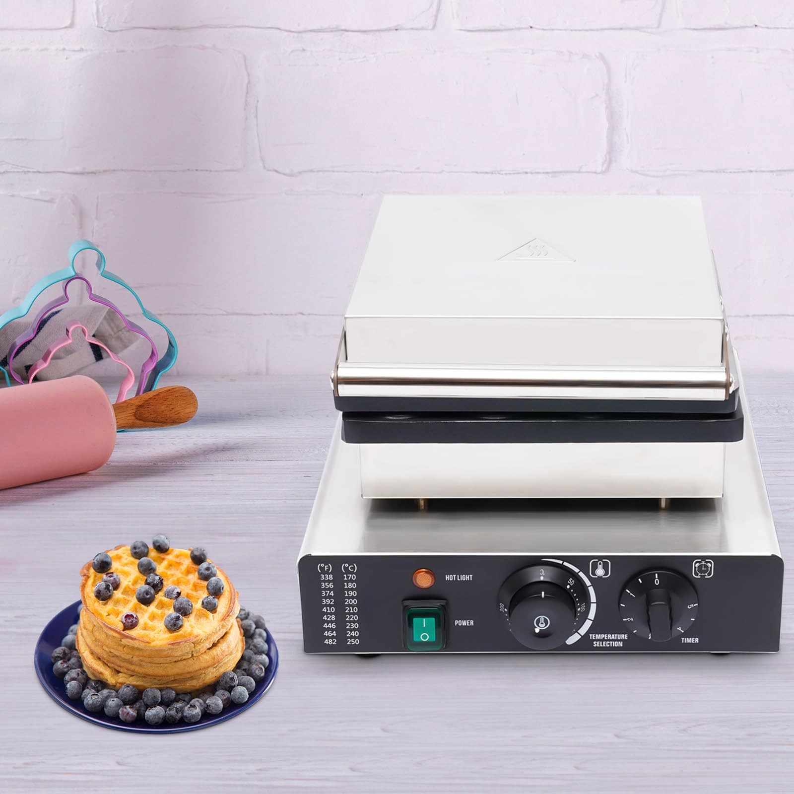 BOPRCSH Commercial 16PCS Mini Dutch Pancake Maker, Electric Pancakes Maker Machine Tabletop Nonstick Griddle Pancake Maker 122-572 ? Adjustable Temperature, for Bakery Kitchen Restaurant, 1750W