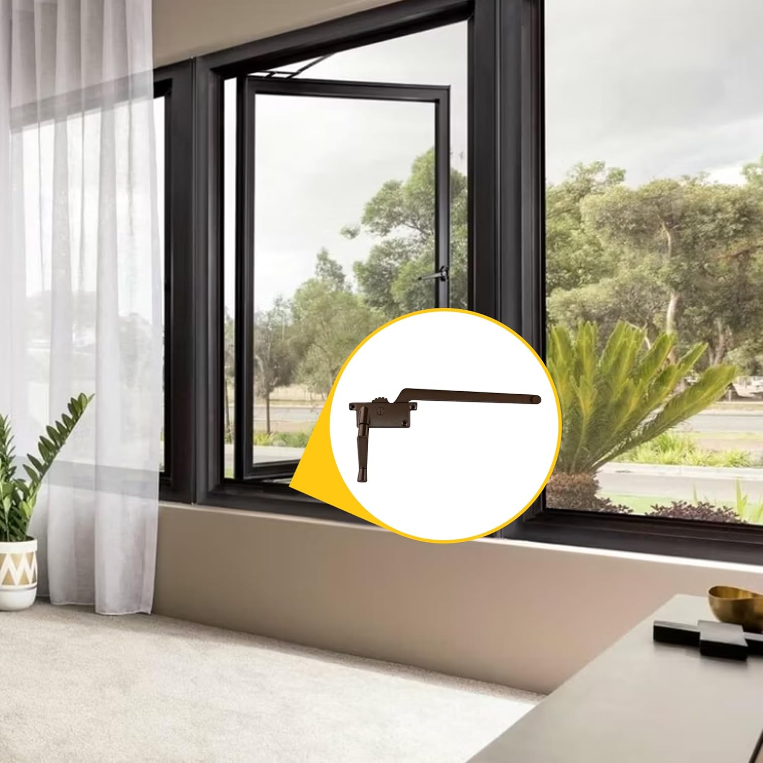 Brixwell 36-145 Casement Operator Assembly Bronze Handle Included Hand Knobs Use 5/16in