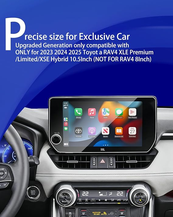 2pcs for 2025 RAV4 Screen Protector for 2023 2024 2025 Toyot a RAV4 XLE Premium/Limited/XSE Hybrid 10.5Inch JBL Accessories Tempered Glass Protective Film (NOT FOR RAV4 8Inch)