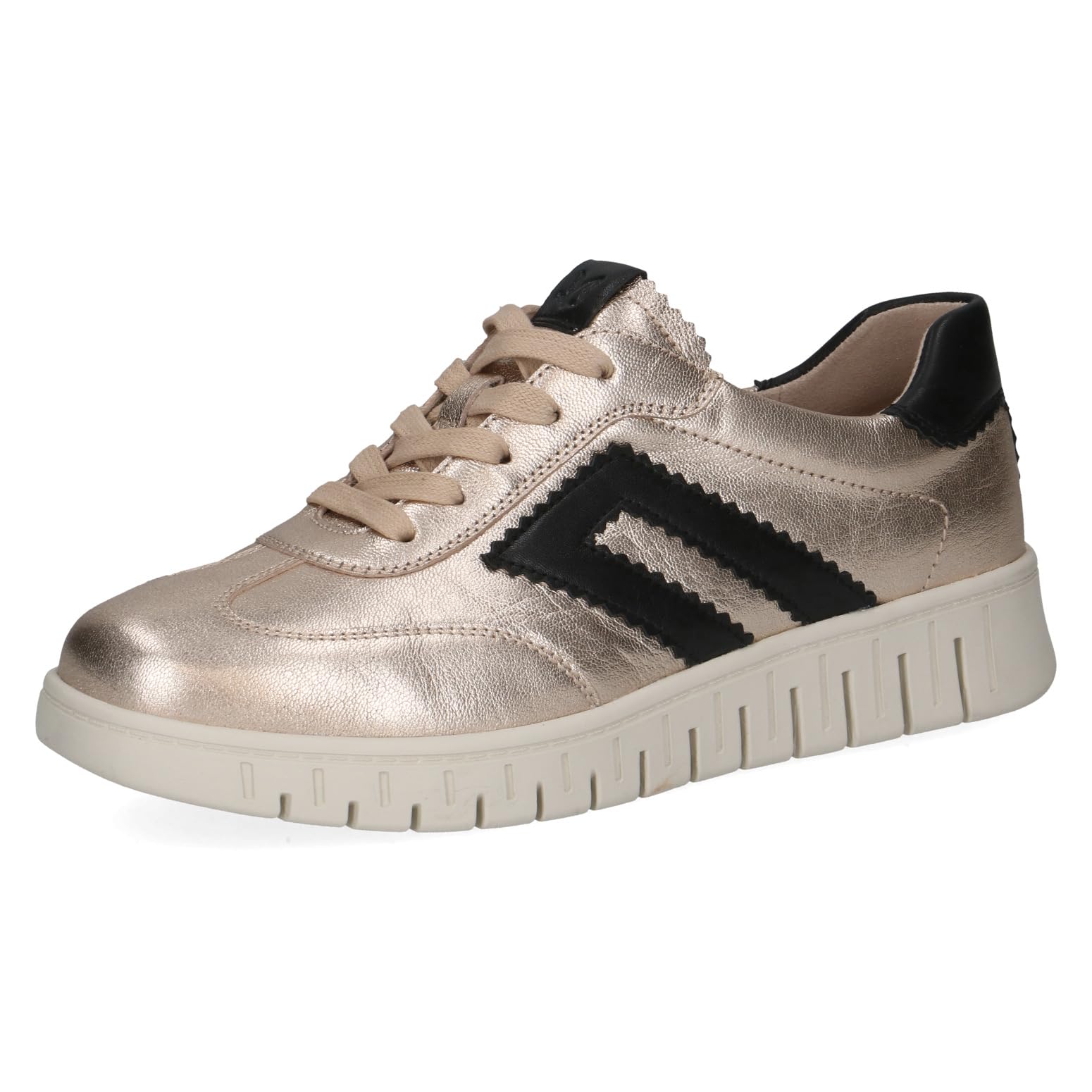 CAPRICE Women's Leather Sneakers, Metallic (LT.Gold Comb), 7.5 UK