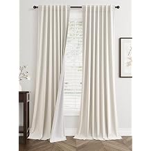 Jowels Natural Linen Blackout Curtains 108 Inches Long for Bedroom Windows