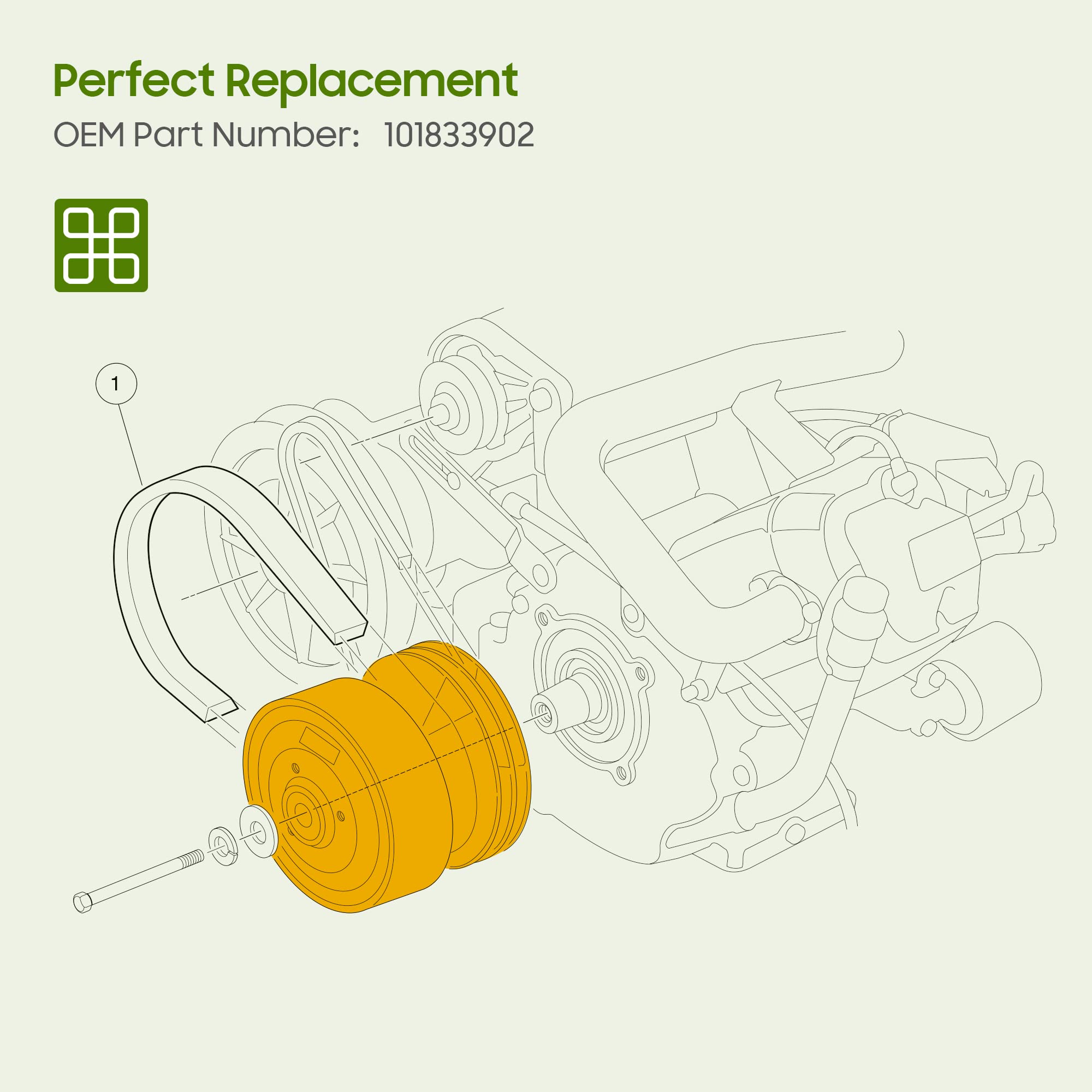 10L0L Embrayage d'entraînement de chariot de golf pour Club Car DS 1997-2015 et précédent 2004-2015 OEM 101833902 – Argent