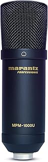 Marantz Pro MPM1000U — Micrófono USB de condensador para estudio con interfaz de audio integrada, soporte, soporte de sobremesa y cable, perfecto para la producción de podcasts, negro