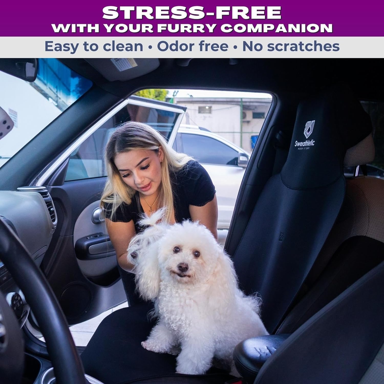 Sweathletic - Set di 2 coprisedili per auto, universali, impermeabili, in neoprene, antiscivolo, inodore, adatti agli animali domestici, per la massima protezione (2)