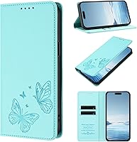 Vista 17 de Butterfly Embossed Leather Wallet Flip Case for Motorola Moto E22i 4G, Magnetic Closure, RFID Blocking Cover, Card Holder Red.